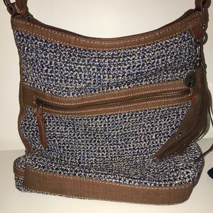 Small The Sak Blue and White knit Crossbody Bag